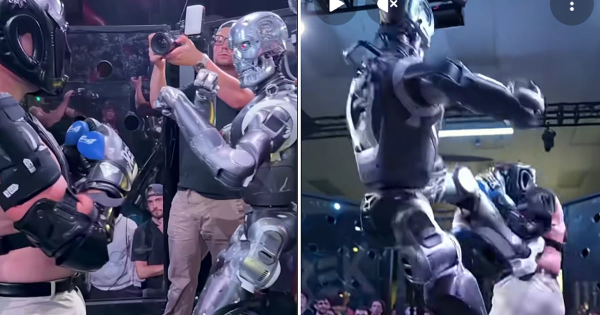 Un influencer se subió a una jaula a pelear contra robots en San Francisco y se fue con la mano rota