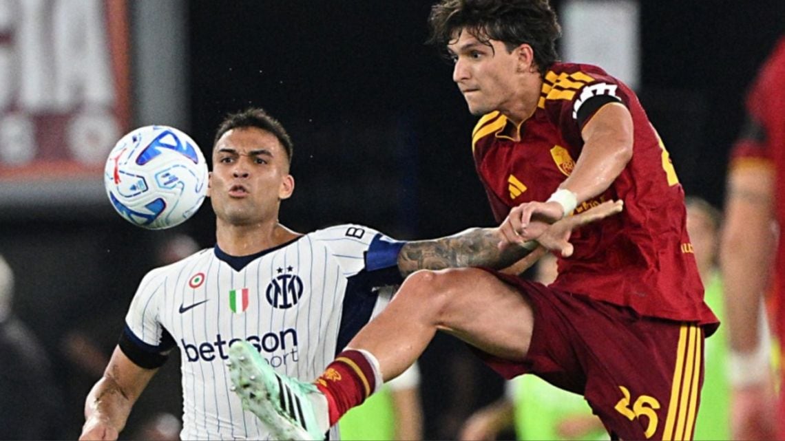 Lautaro Martínez marcó un doblete ante Roma antes de sumarse a la Selección